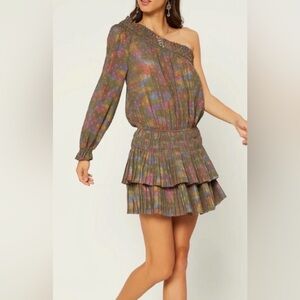 Current Air NWT rainbow metallic smocked mini dress, XS